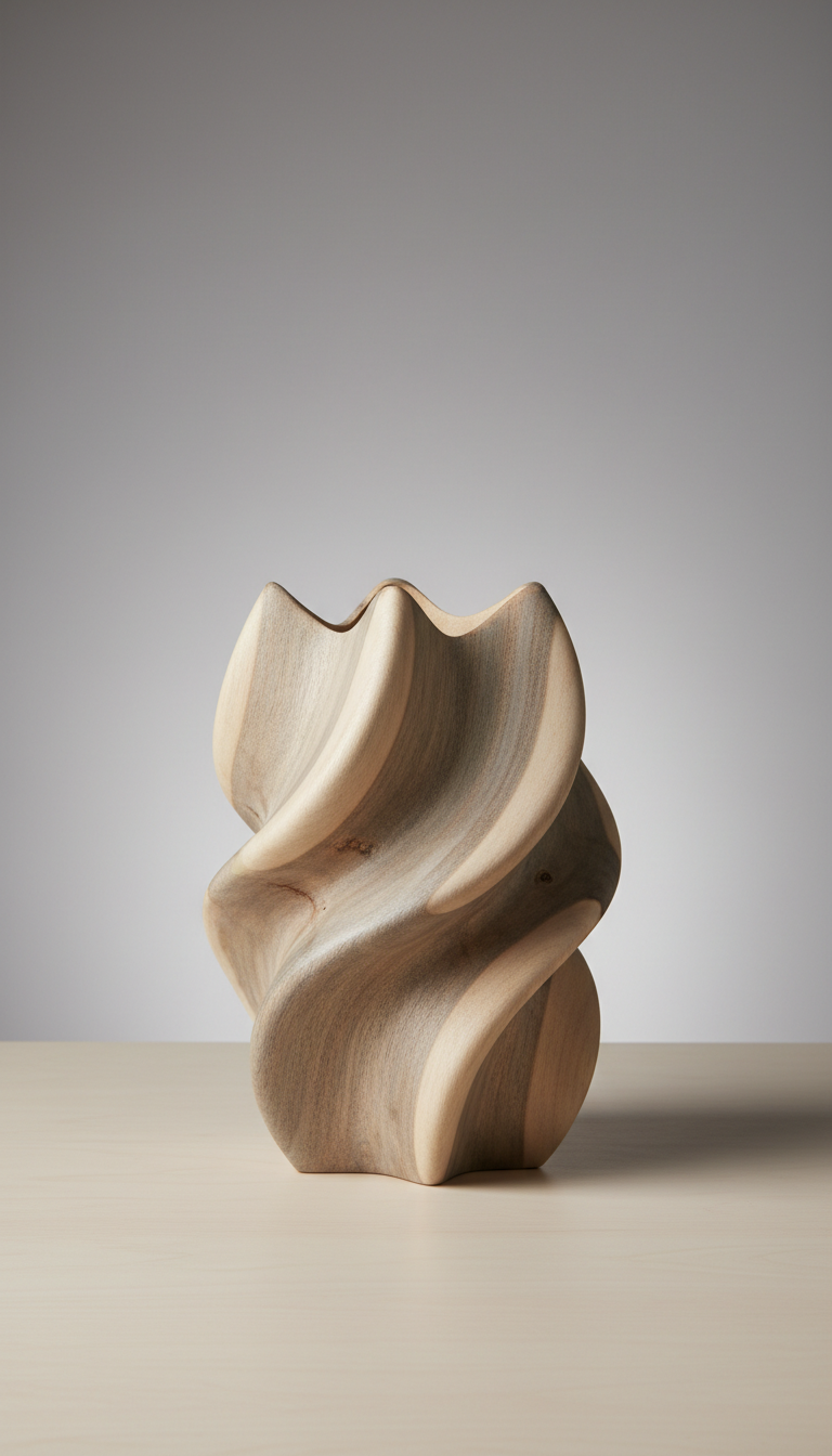 Sculptural Birch Wood Vase